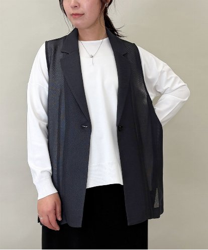 ZMJGE26160 al'aise modulation サイドスリットベルトデザインメッシュジレ