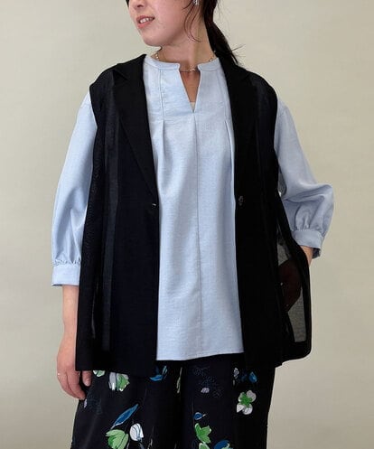 ZMJGE26160 al'aise modulation サイドスリットベルトデザインメッシュジレ