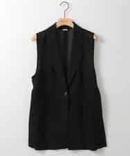 ZMJGE26160 al'aise modulation(アレーズモジュレーション) サイドスリットベルトデザインメッシュジレ ブラック