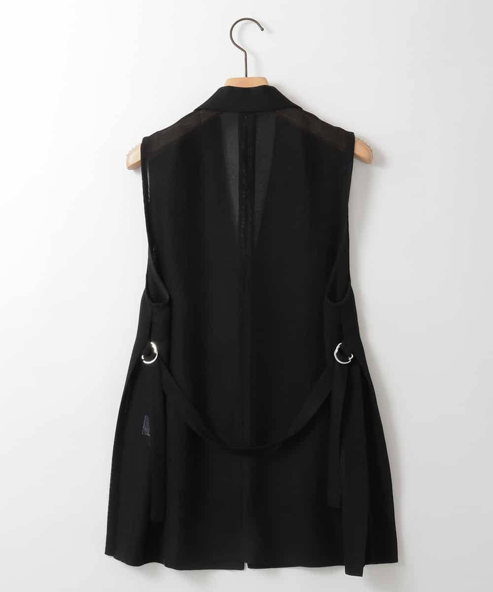 ZMJGE26160 al'aise modulation(アレーズモジュレーション) サイドスリットベルトデザインメッシュジレ ブラック