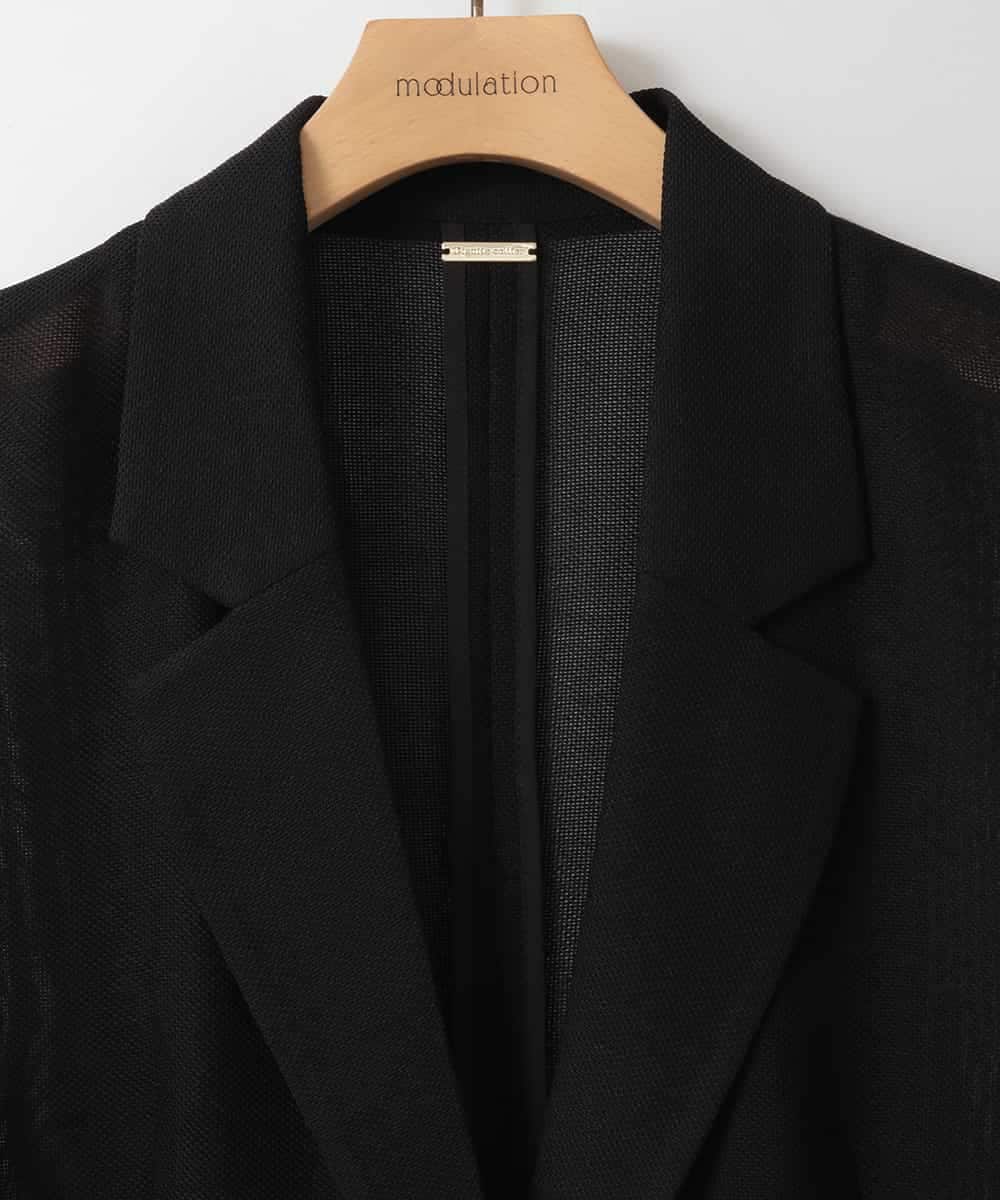 ZMJGE26160 al'aise modulation(アレーズモジュレーション) サイドスリットベルトデザインメッシュジレ ブラック