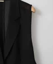 ZMJGE26160 al'aise modulation(アレーズモジュレーション) サイドスリットベルトデザインメッシュジレ ブラック