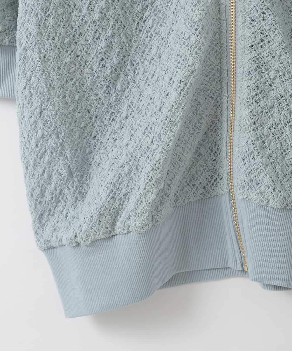 ZMJGE27120 al'aise modulation(アレーズモジュレーション) メッシュシアーノーカラーブルゾン ライトブルー