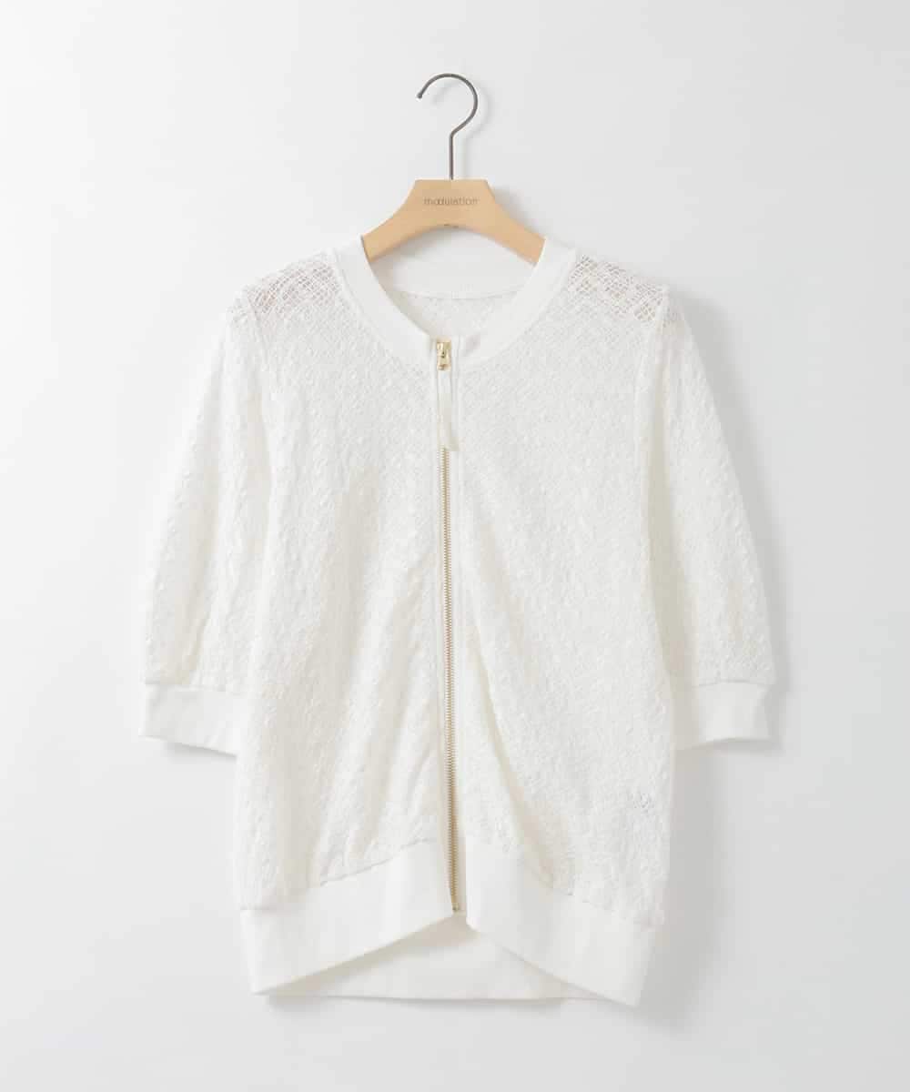 ZMJGE27120 al'aise modulation(アレーズモジュレーション) メッシュシアーノーカラーブルゾン ホワイト