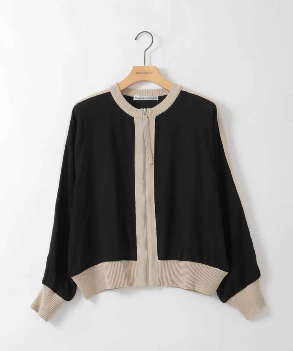 ZMJGE30160 al'aise modulation(アレーズモジュレーション) 【洗える/日本製】バイカラーブルゾン ブラック
