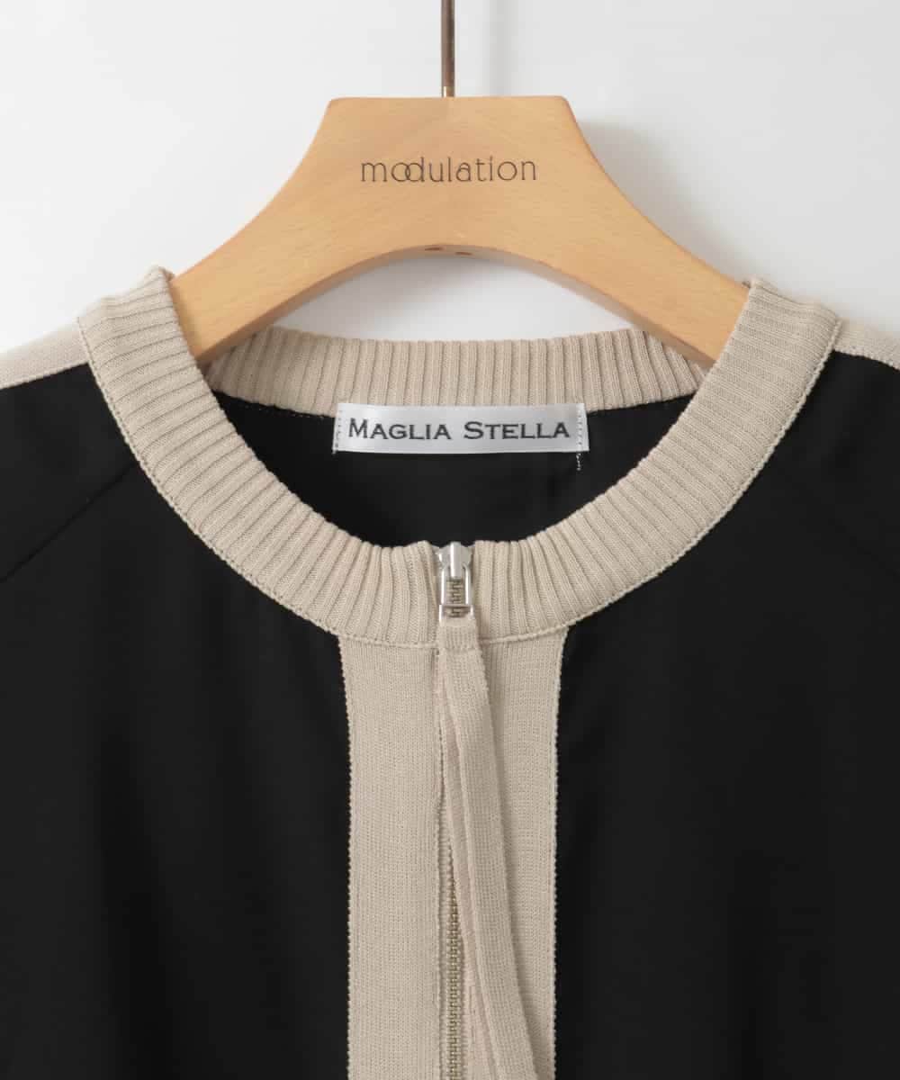 ZMJGE30160 al'aise modulation(アレーズモジュレーション) 【洗える/日本製】バイカラーブルゾン ブラック