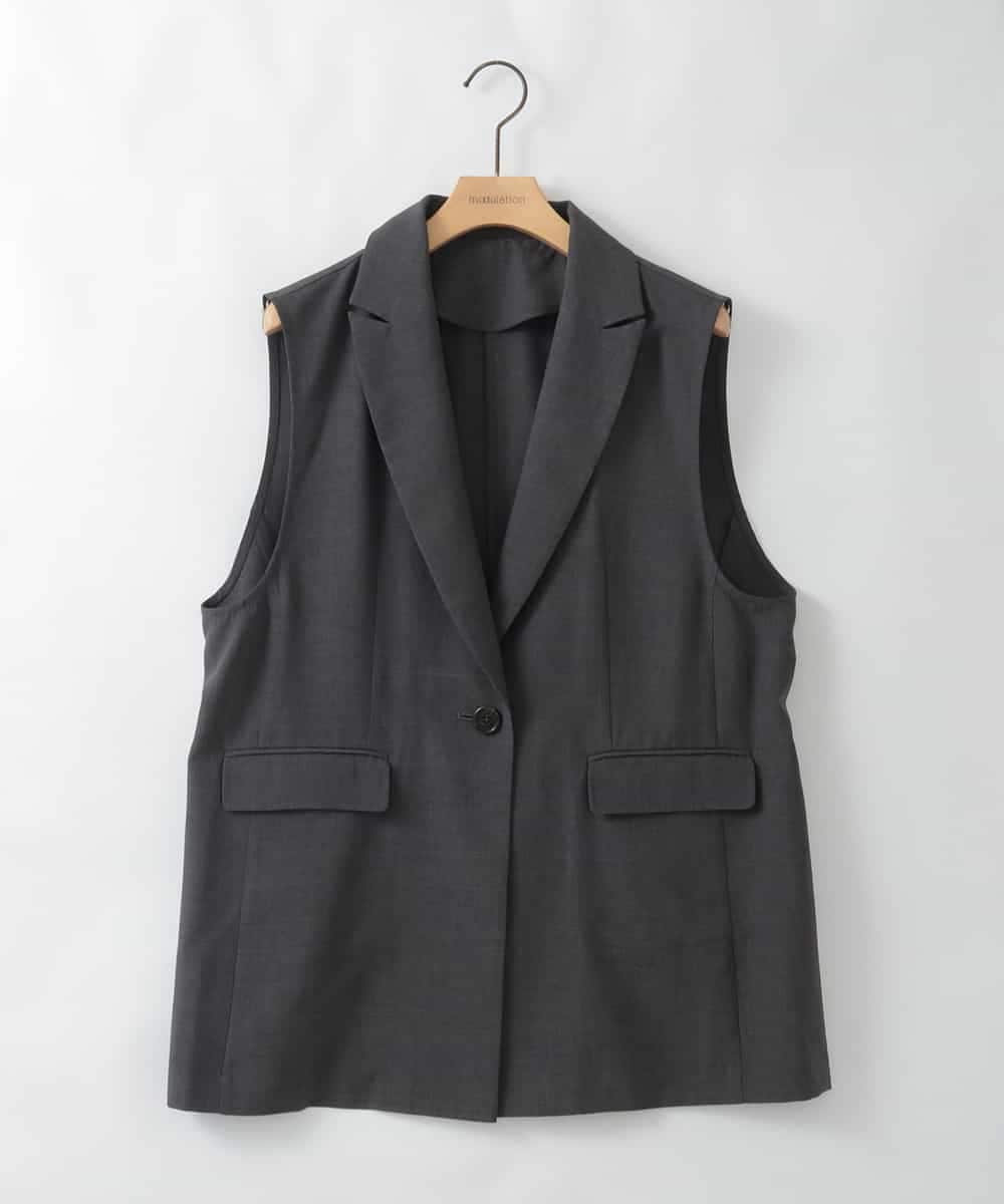 ZMJGE34160 al'aise modulation(アレーズモジュレーション) ピークドラペルデザインベスト ダークグレー