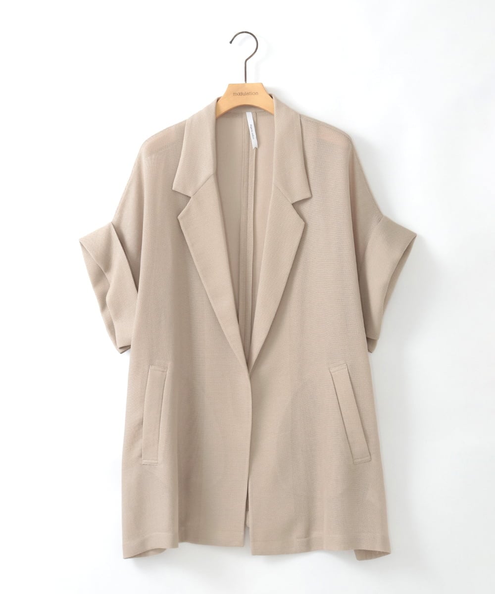 ZMJGE35160 al'aise modulation(アレーズモジュレーション) ハーフスリーブメッシュジャケット ベージュ