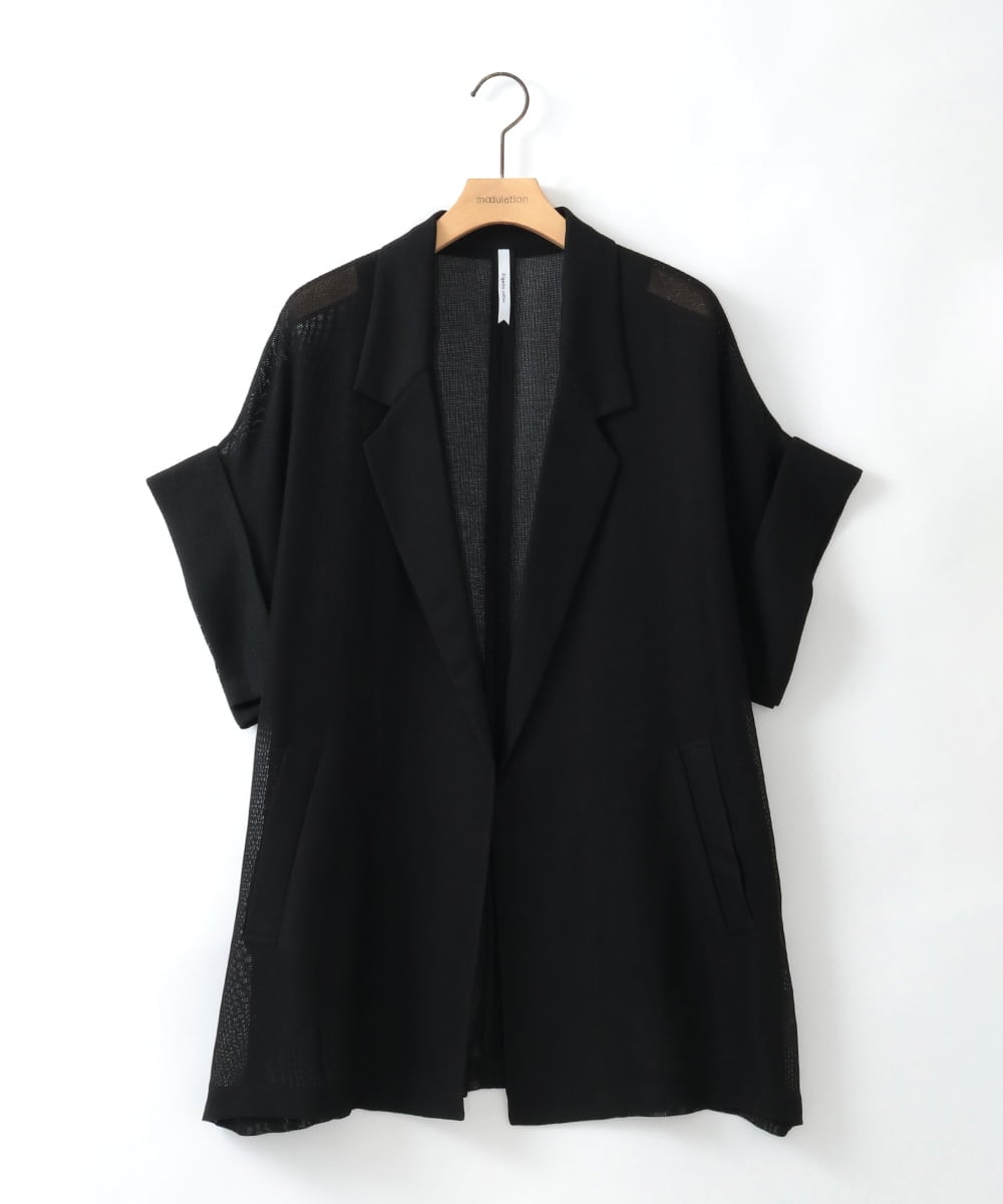 ZMJGE35160 al'aise modulation(アレーズモジュレーション) ハーフスリーブメッシュジャケット ブラック