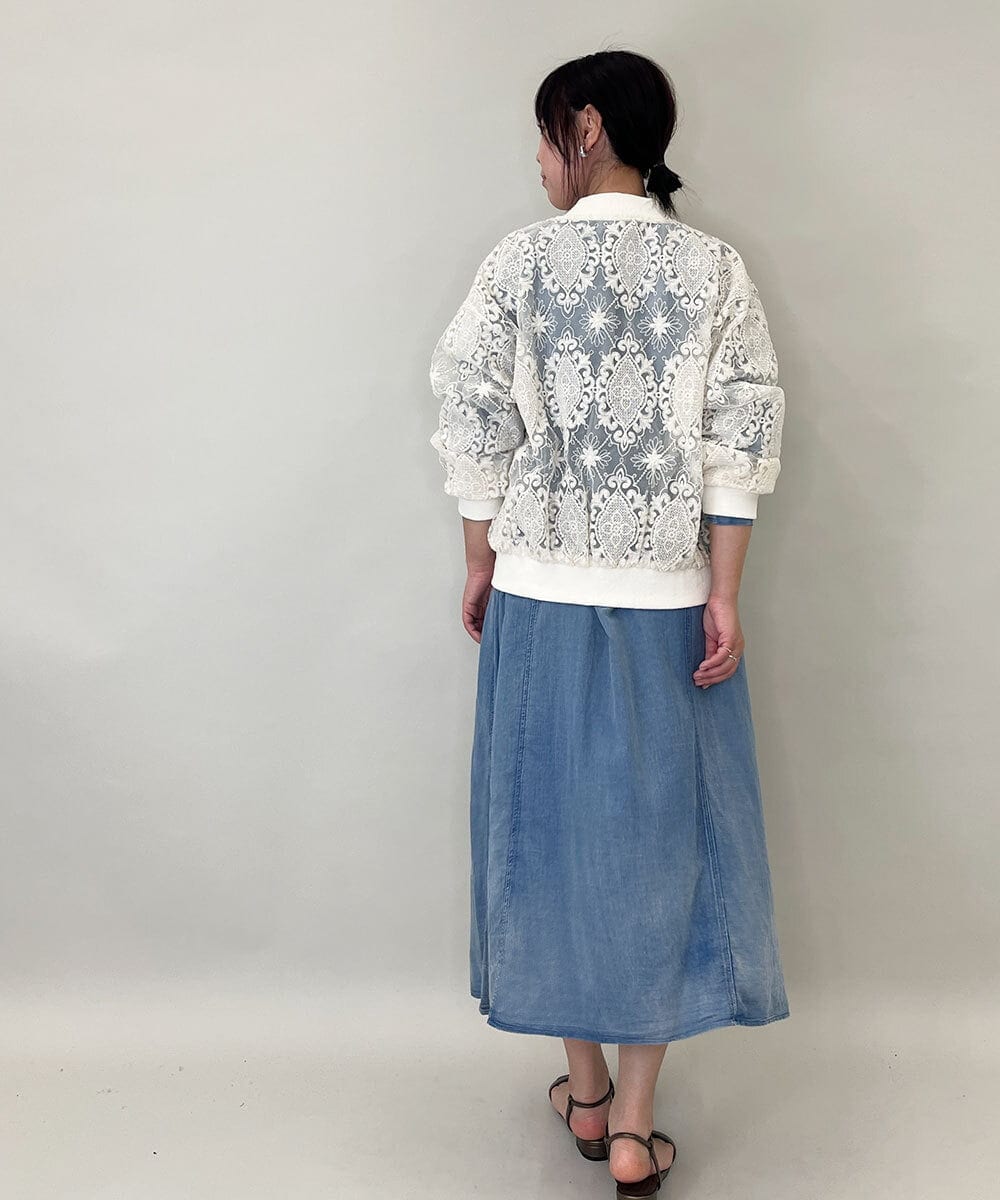 ZMJGE36120 al'aise modulation(アレーズモジュレーション) フラワーレースブルゾン ホワイト