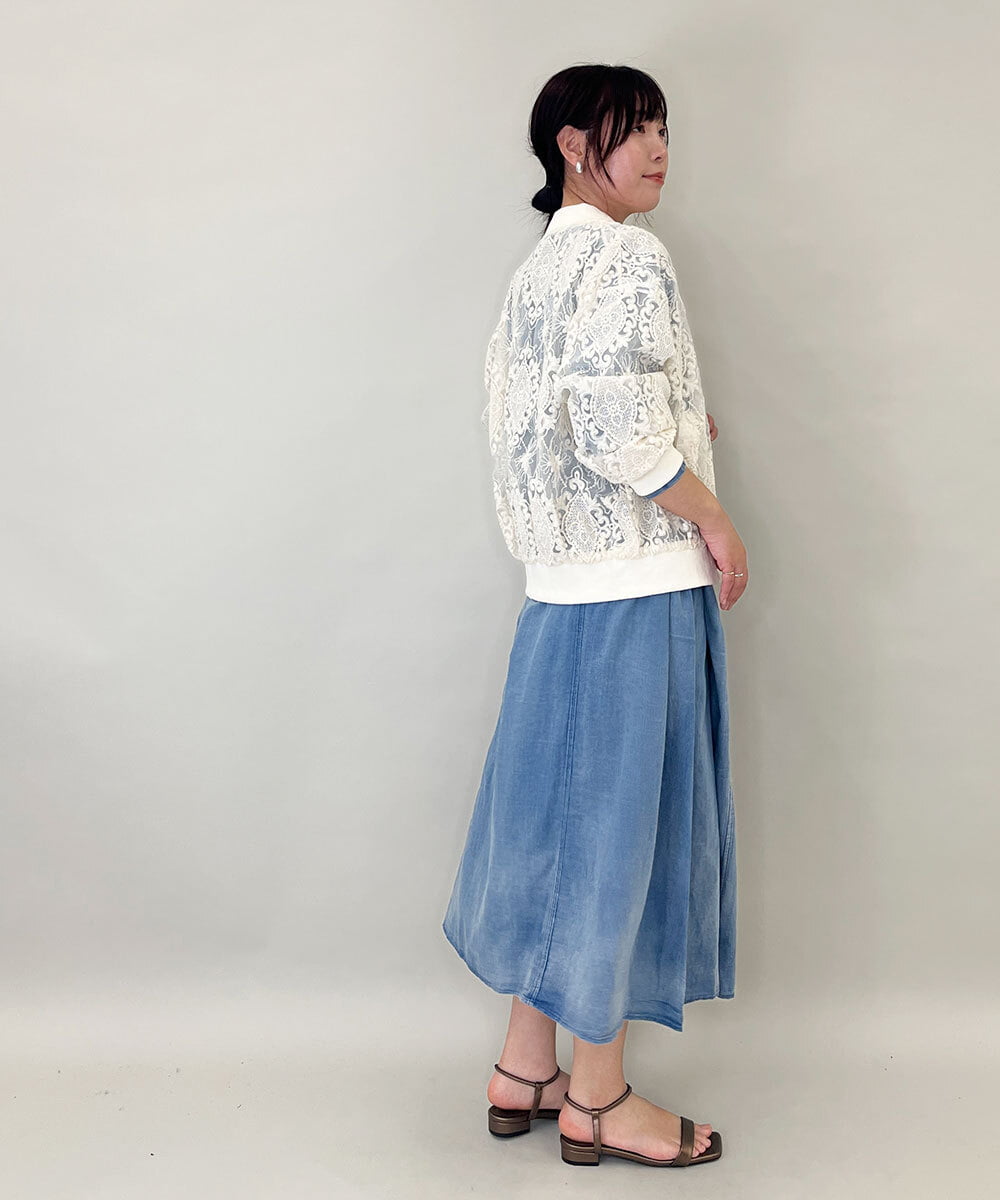 ZMJGE36120 al'aise modulation(アレーズモジュレーション) フラワーレースブルゾン ホワイト