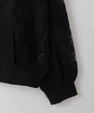 ZMJGE36120 al'aise modulation(アレーズモジュレーション) フラワーレースブルゾン ブラック