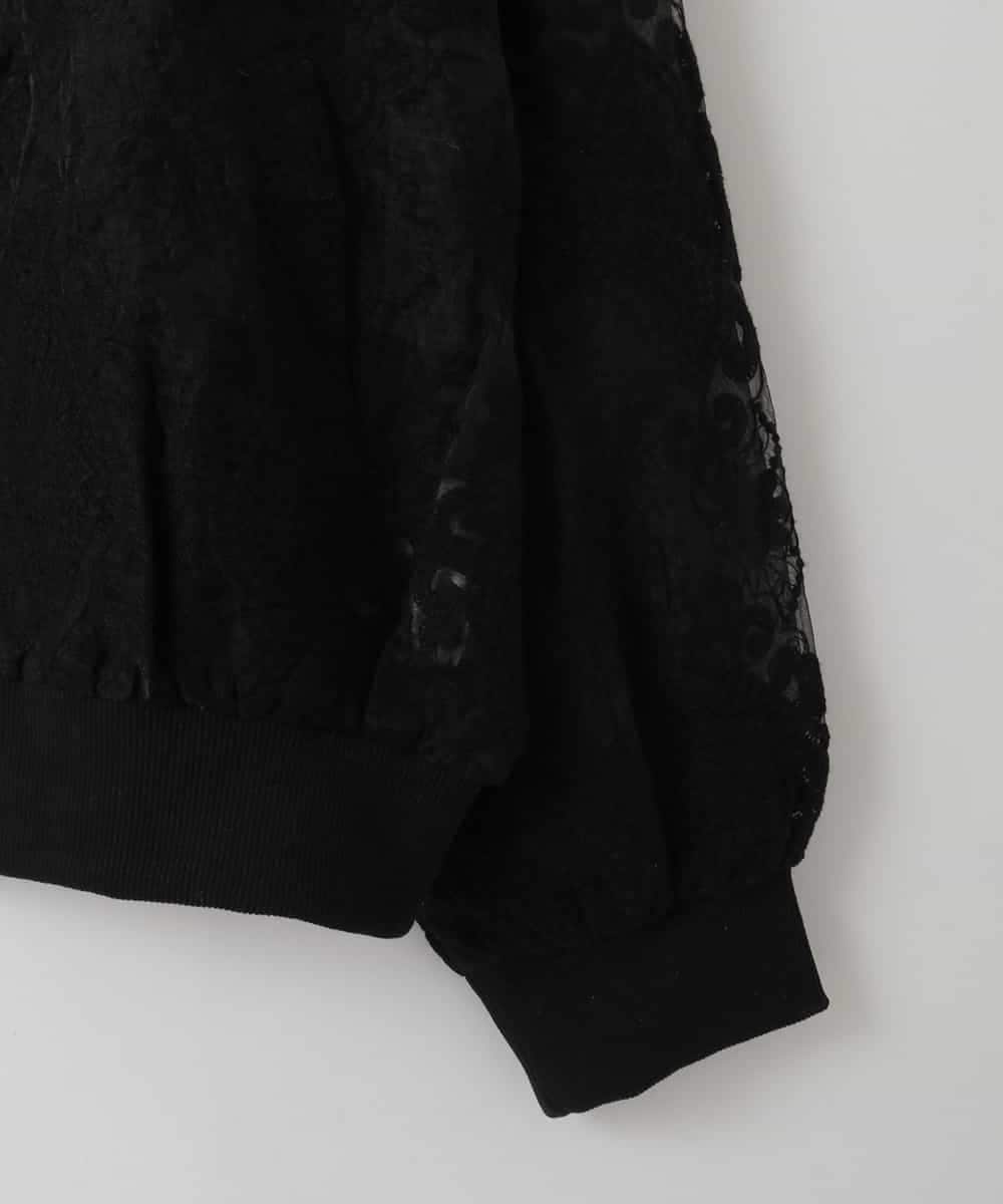 ZMJGE36120 al'aise modulation(アレーズモジュレーション) フラワーレースブルゾン ブラック