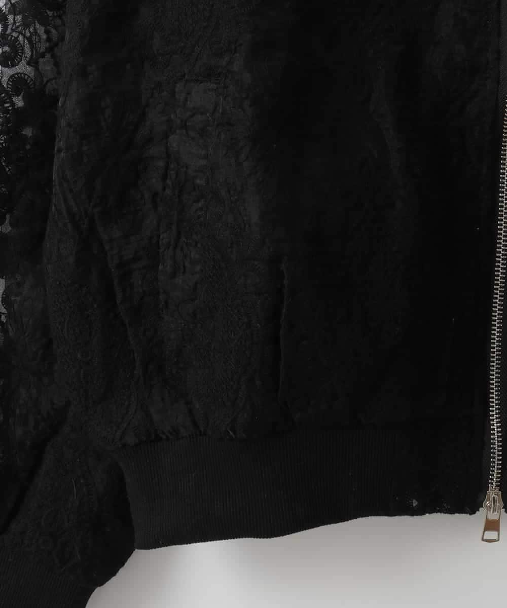 ZMJGE36120 al'aise modulation(アレーズモジュレーション) フラワーレースブルゾン ブラック