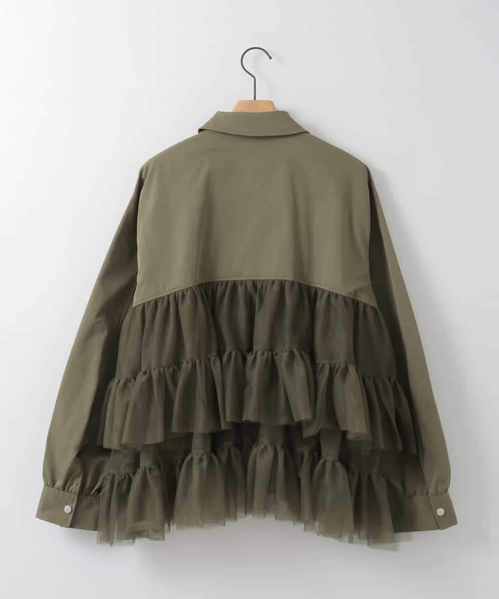 ZMJGE37180 al'aise modulation(アレーズモジュレーション) ティアードチュールフリルジャケット カーキ