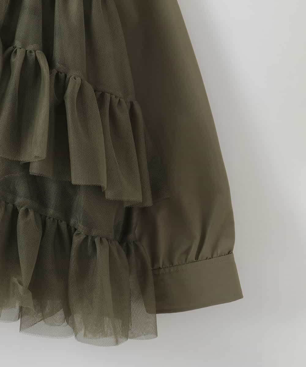 ZMJGE37180 al'aise modulation(アレーズモジュレーション) ティアードチュールフリルジャケット カーキ