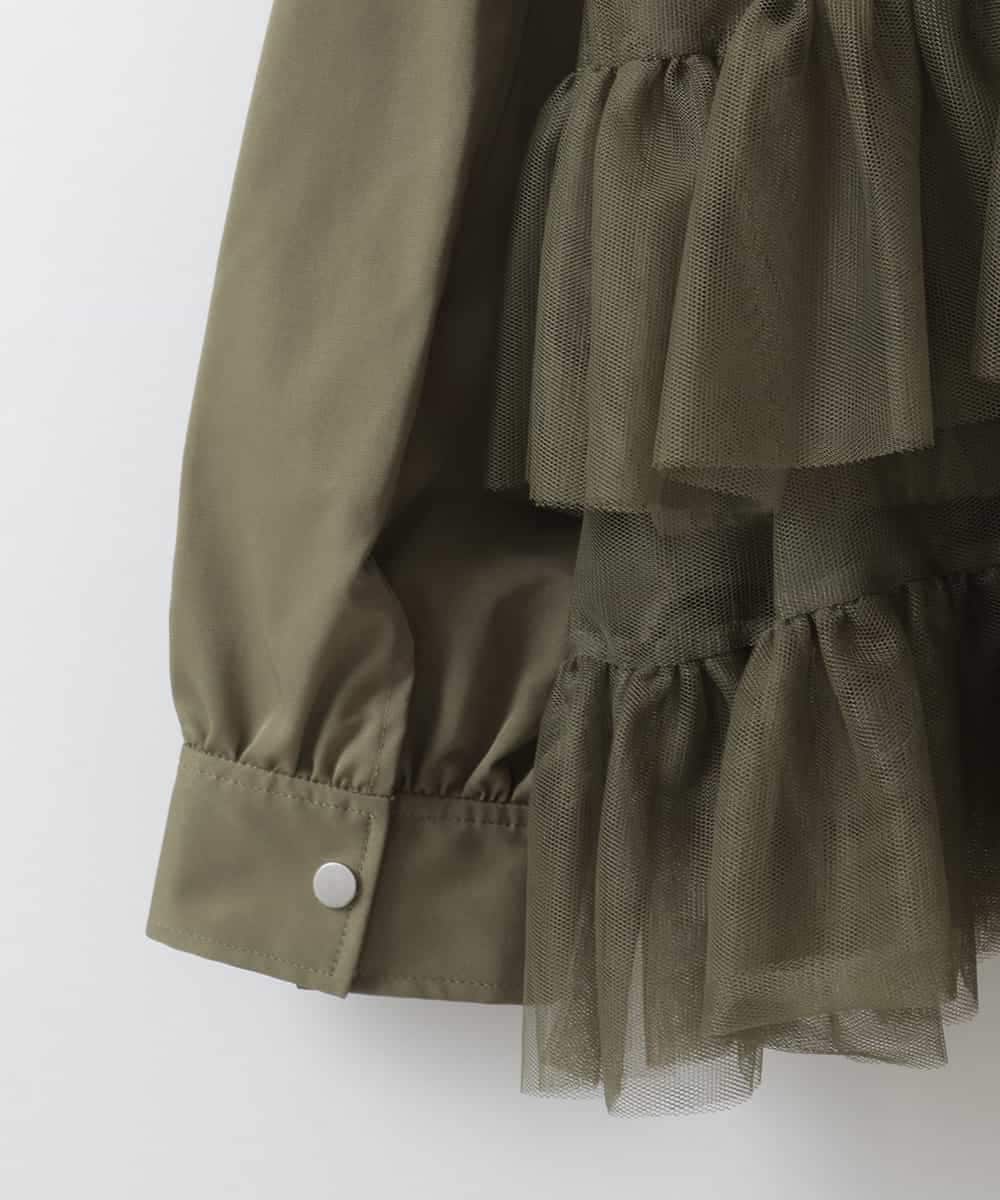ZMJGE37180 al'aise modulation(アレーズモジュレーション) ティアードチュールフリルジャケット カーキ