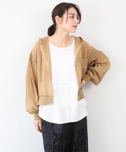 ZMJGE39138 al'aise modulation シアーフーディーシャツブルゾン