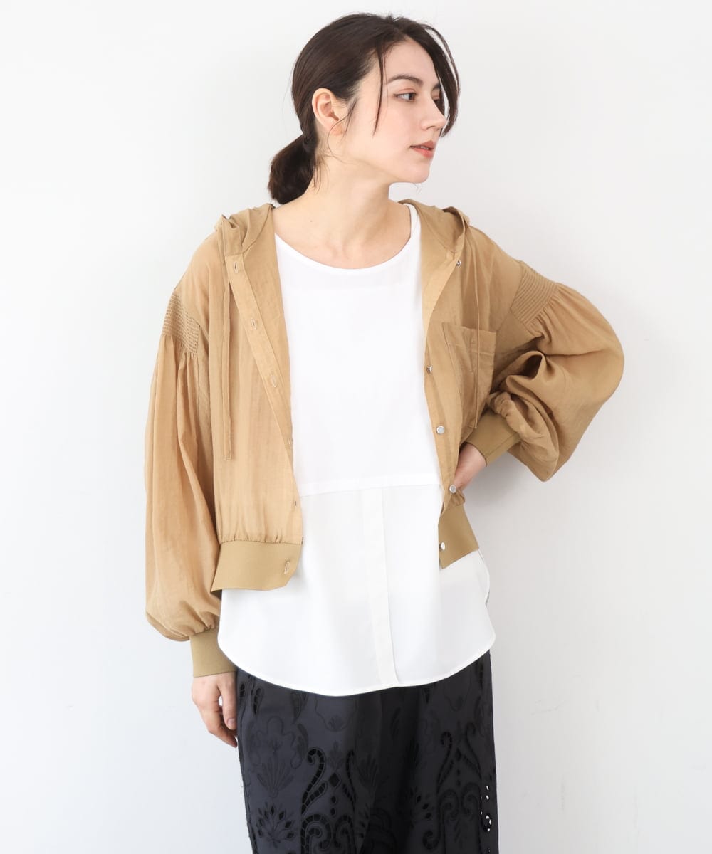 ZMJGE39138 al'aise modulation(アレーズモジュレーション) シアーフーディーシャツブルゾン ベージュ