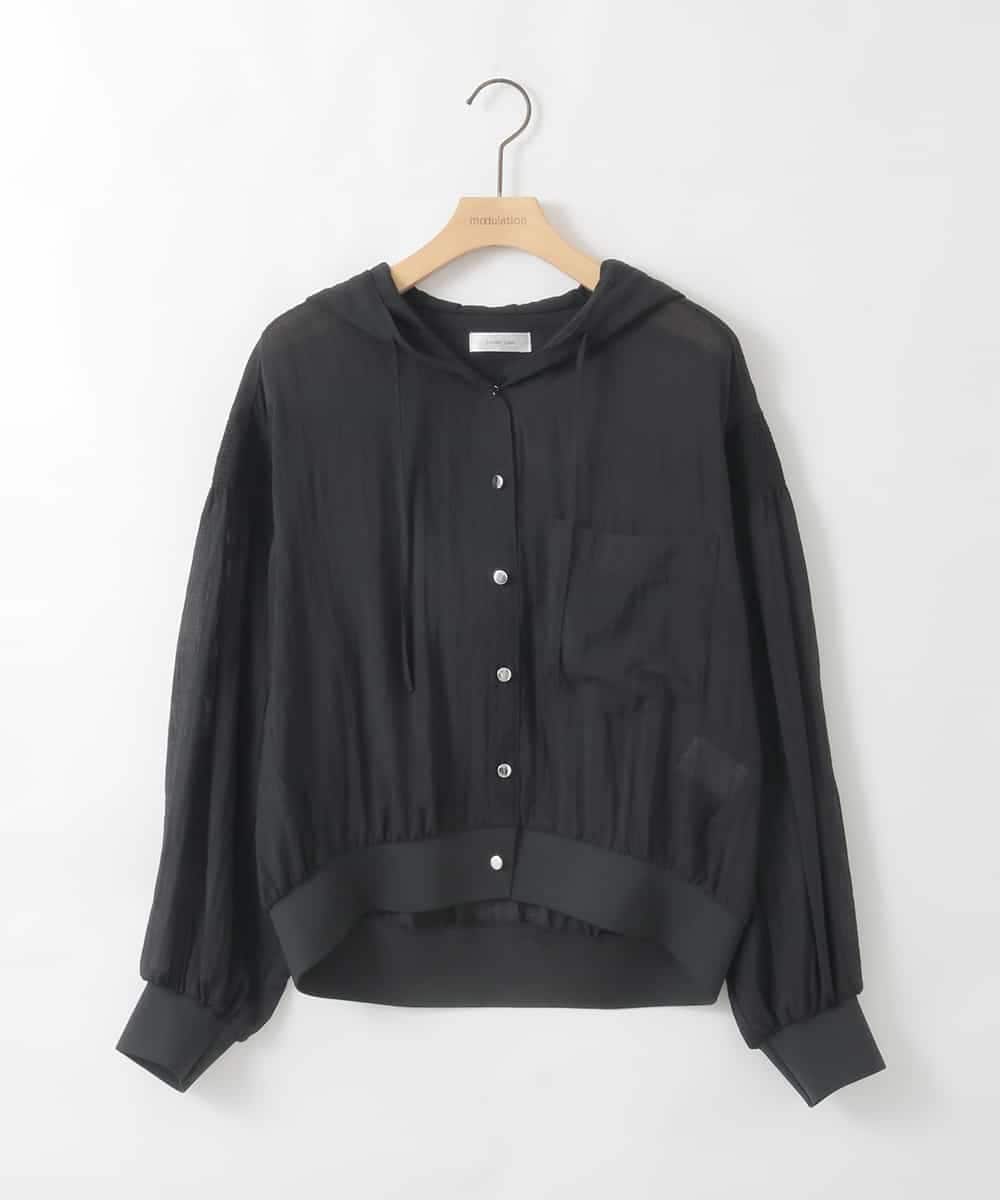 ZMJGE39138 al'aise modulation(アレーズモジュレーション) シアーフーディーシャツブルゾン ブラック