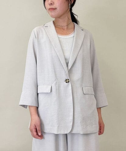 ZMJGE40120 al'aise modulation 【洗える】リネンライク七分袖ジャケット