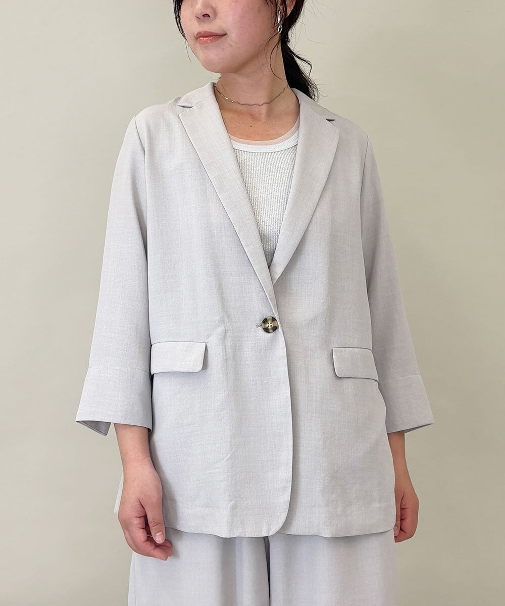ZMJGE40120 al'aise modulation 【セットアップ対応・洗える】リネンライク七分袖ジャケット