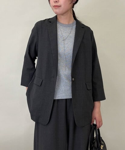 ZMJGE40120 al'aise modulation 【洗える】リネンライク七分袖ジャケット