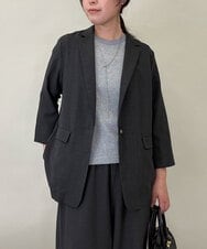 ZMJGE40120 al'aise modulation(アレーズモジュレーション) 【セットアップ対応・洗える】リネンライク七分袖ジャケット ダークグレー
