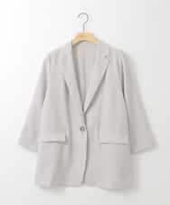 ZMJGE40120 al'aise modulation(アレーズモジュレーション) 【洗える】リネンライク七分袖ジャケット ライトグレー