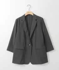 ZMJGE40120 al'aise modulation(アレーズモジュレーション) 【洗える】リネンライク七分袖ジャケット ダークグレー