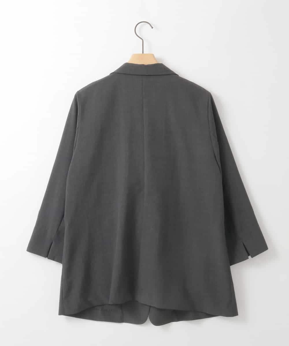 ZMJGE40120 al'aise modulation(アレーズモジュレーション) 【洗える】リネンライク七分袖ジャケット ダークグレー