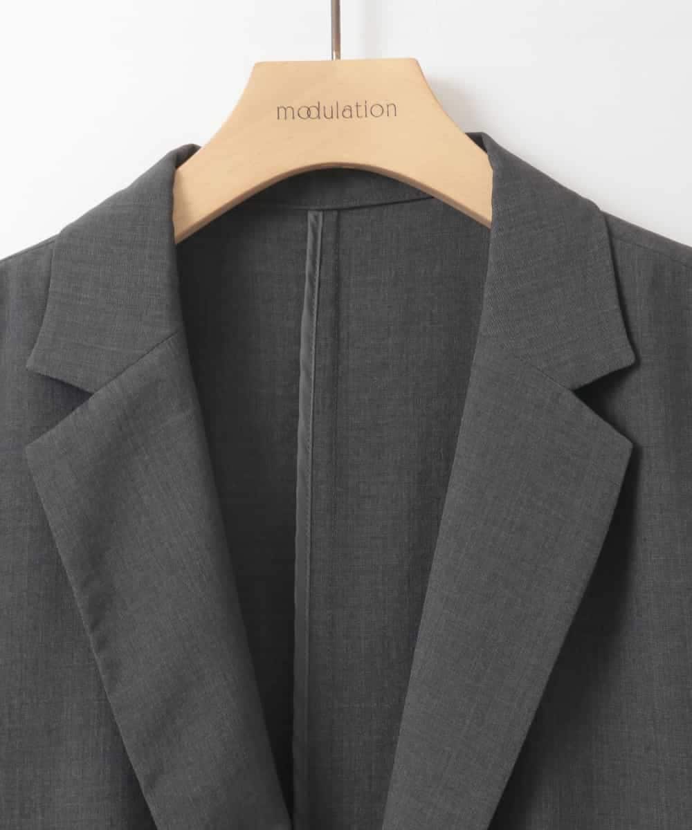 ZMJGE40120 al'aise modulation(アレーズモジュレーション) 【洗える】リネンライク七分袖ジャケット ダークグレー