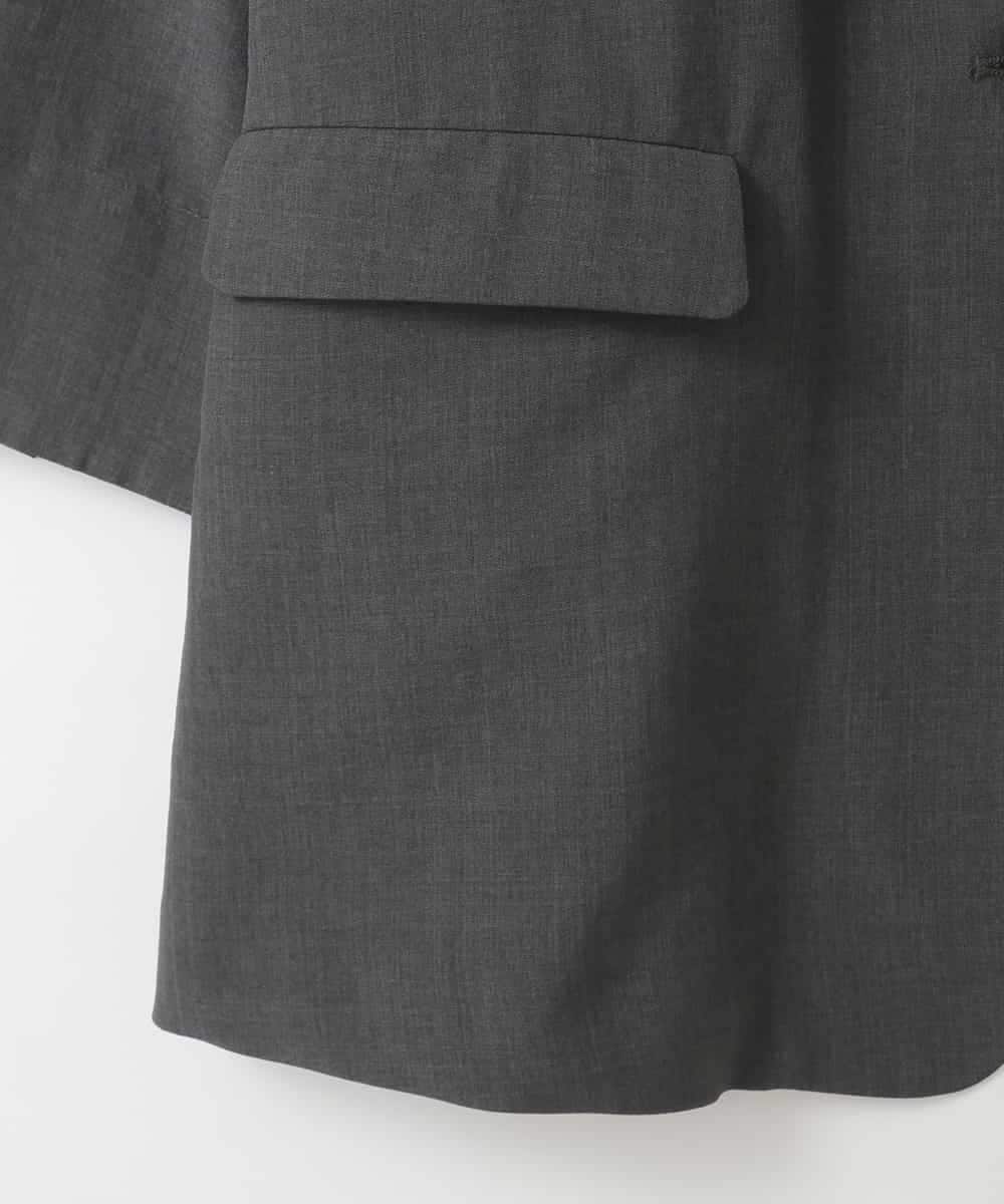 ZMJGE40120 al'aise modulation(アレーズモジュレーション) 【洗える】リネンライク七分袖ジャケット ダークグレー
