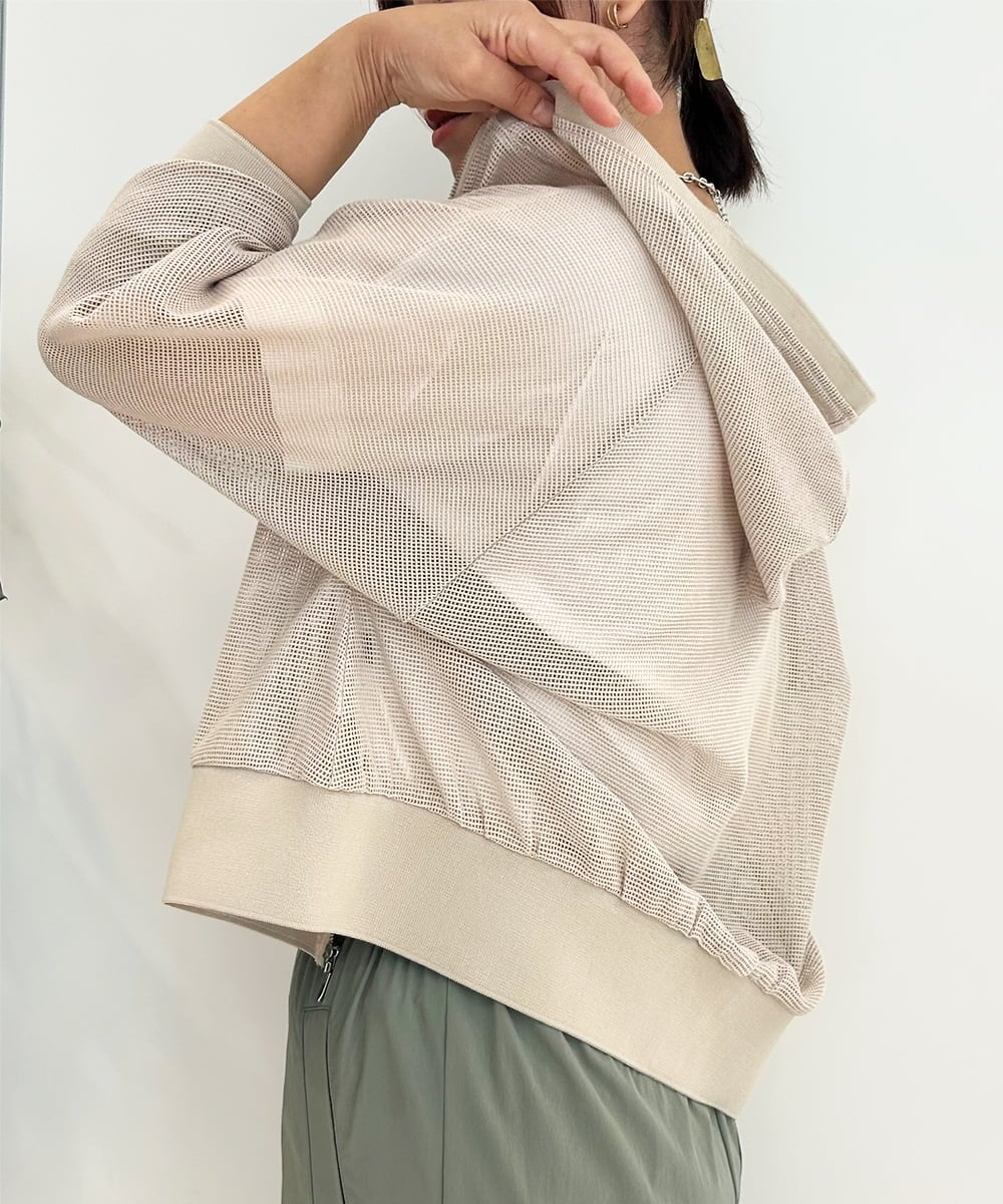 ZMJIB42099 al'aise modulation(アレーズモジュレーション) メッシュジップパーカー ベージュ