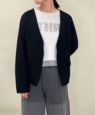 ZMJJB01148 al'aise modulation(アレーズモジュレーション) Vネックツイルジャケット ブラック