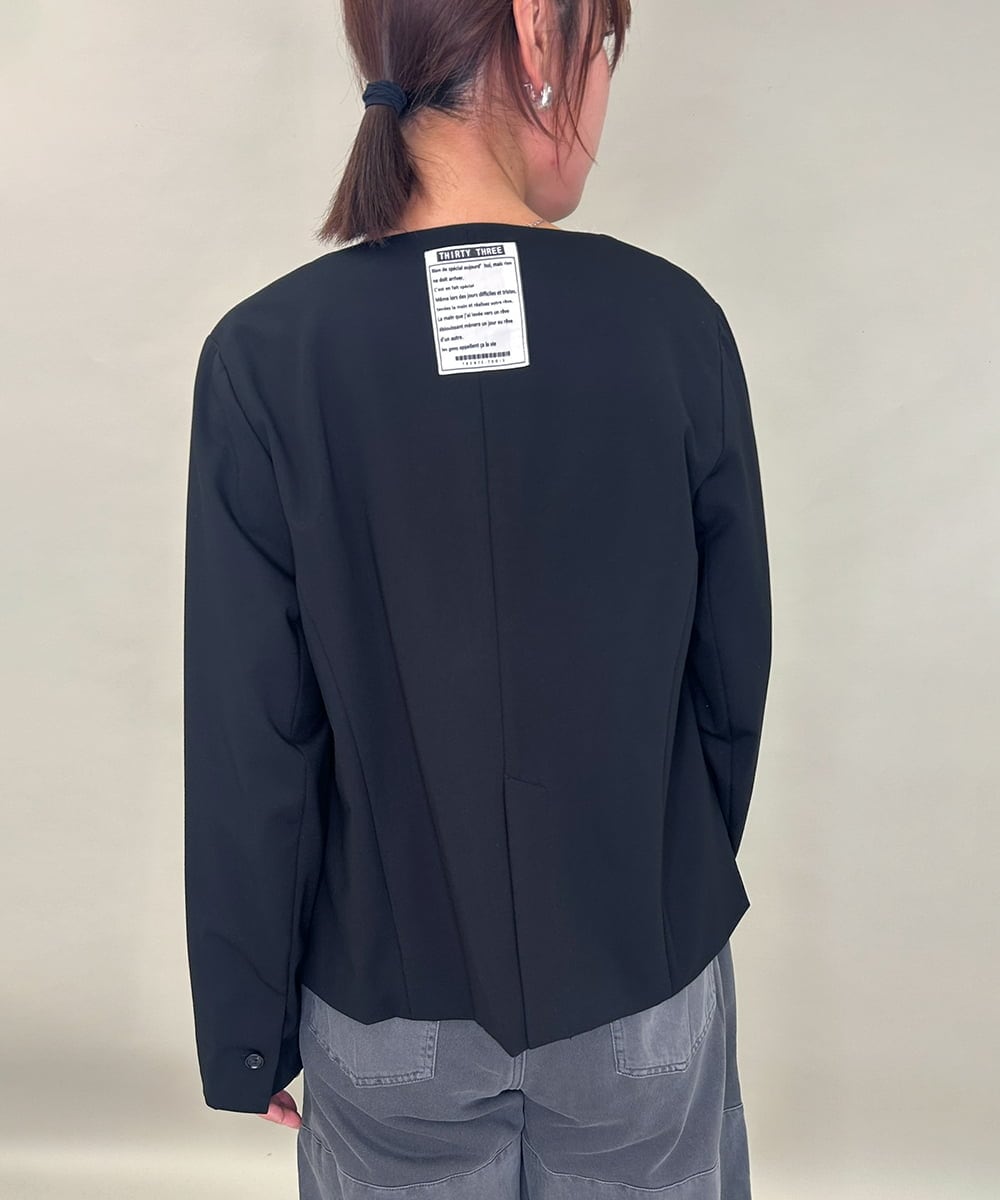 ZMJJB01148 al'aise modulation(アレーズモジュレーション) Vネックツイルジャケット ブラック