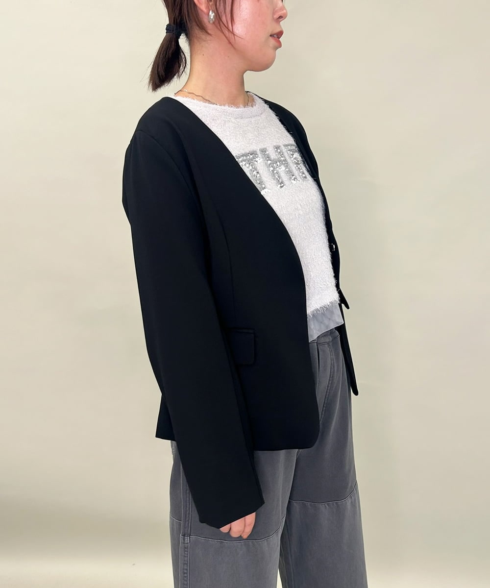 ZMJJB01148 al'aise modulation(アレーズモジュレーション) Vネックツイルジャケット ブラック