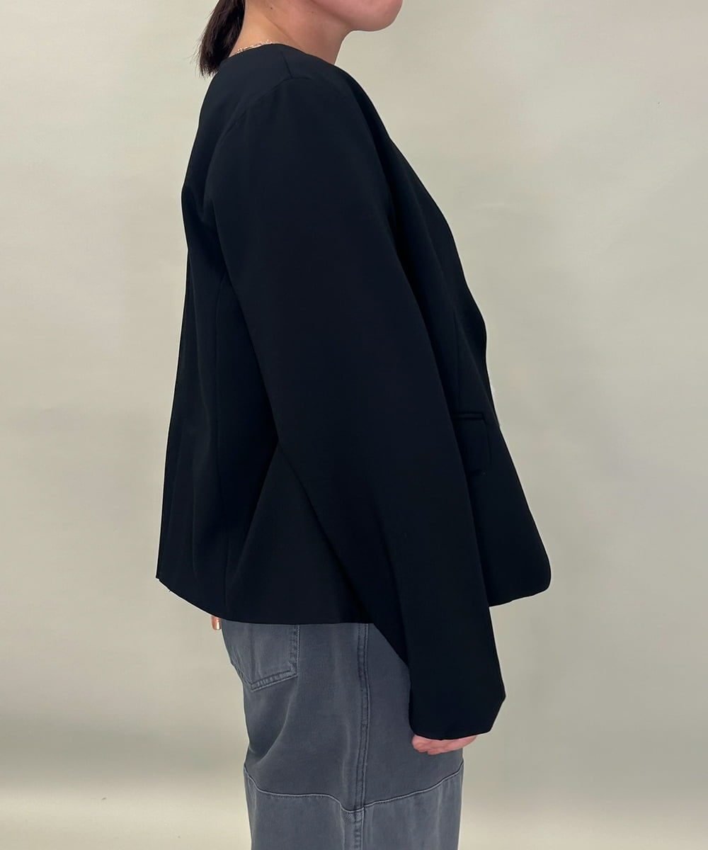 ZMJJB01148 al'aise modulation(アレーズモジュレーション) Vネックツイルジャケット ブラック