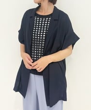 ZMJJB03170 al'aise modulation(アレーズモジュレーション) リネンライクハーフスリーブジャケット ネイビー