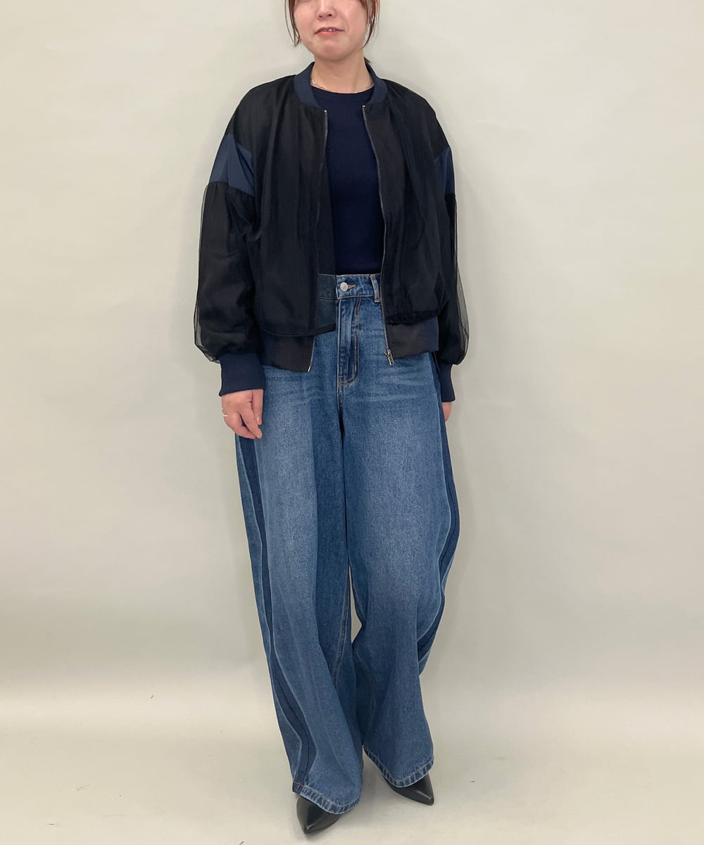 ZMJJB08168 al'aise modulation(アレーズモジュレーション) シアージョイントデザインブルゾン ブラック