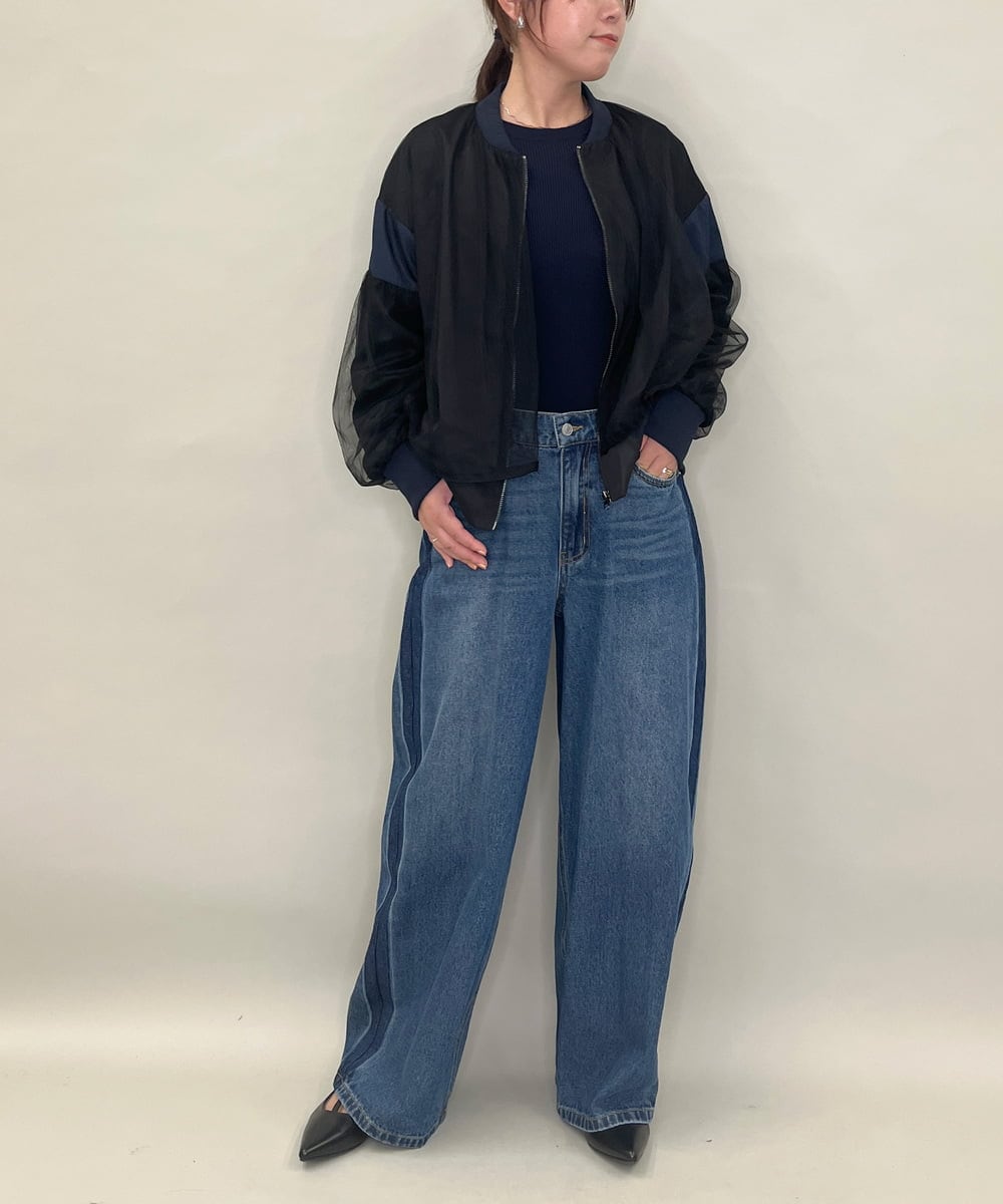 ZMJJB08168 al'aise modulation(アレーズモジュレーション) シアージョイントデザインブルゾン ブラック