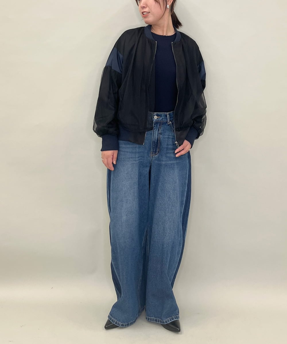 ZMJJB08168 al'aise modulation(アレーズモジュレーション) シアージョイントデザインブルゾン ブラック