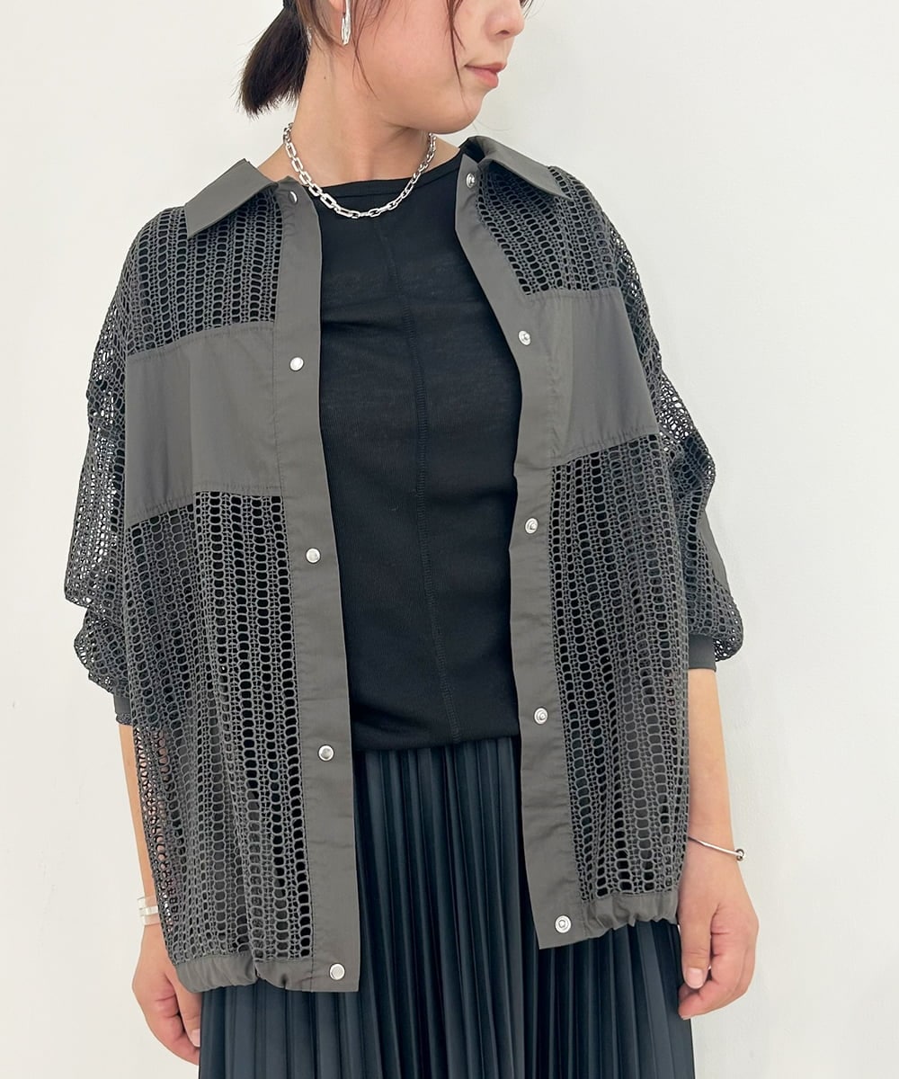 ZMJJB09170 al'aise modulation(アレーズモジュレーション) コットンレースデザインジャケット ダークグレー