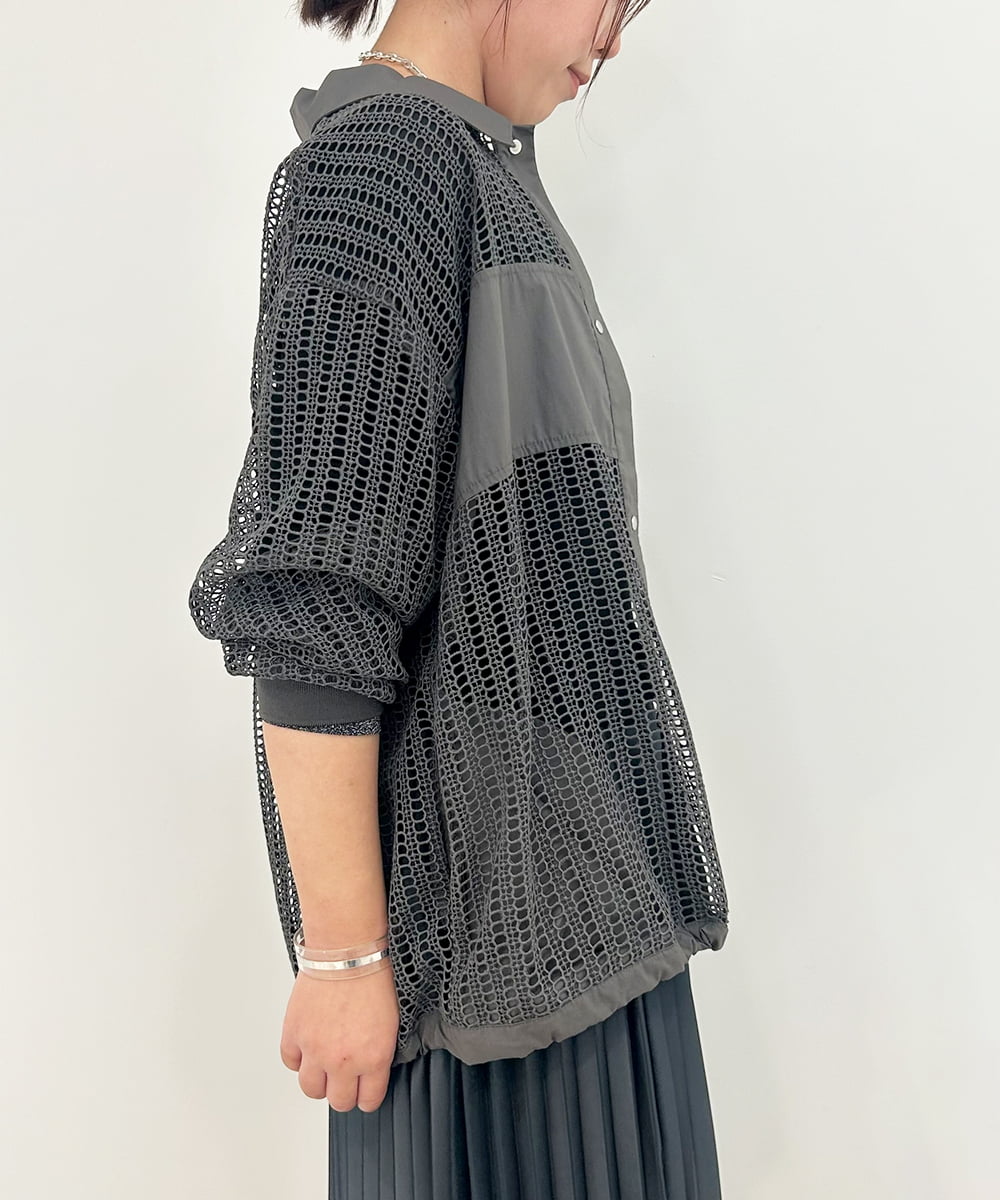 ZMJJB09170 al'aise modulation(アレーズモジュレーション) コットンレースデザインジャケット ダークグレー