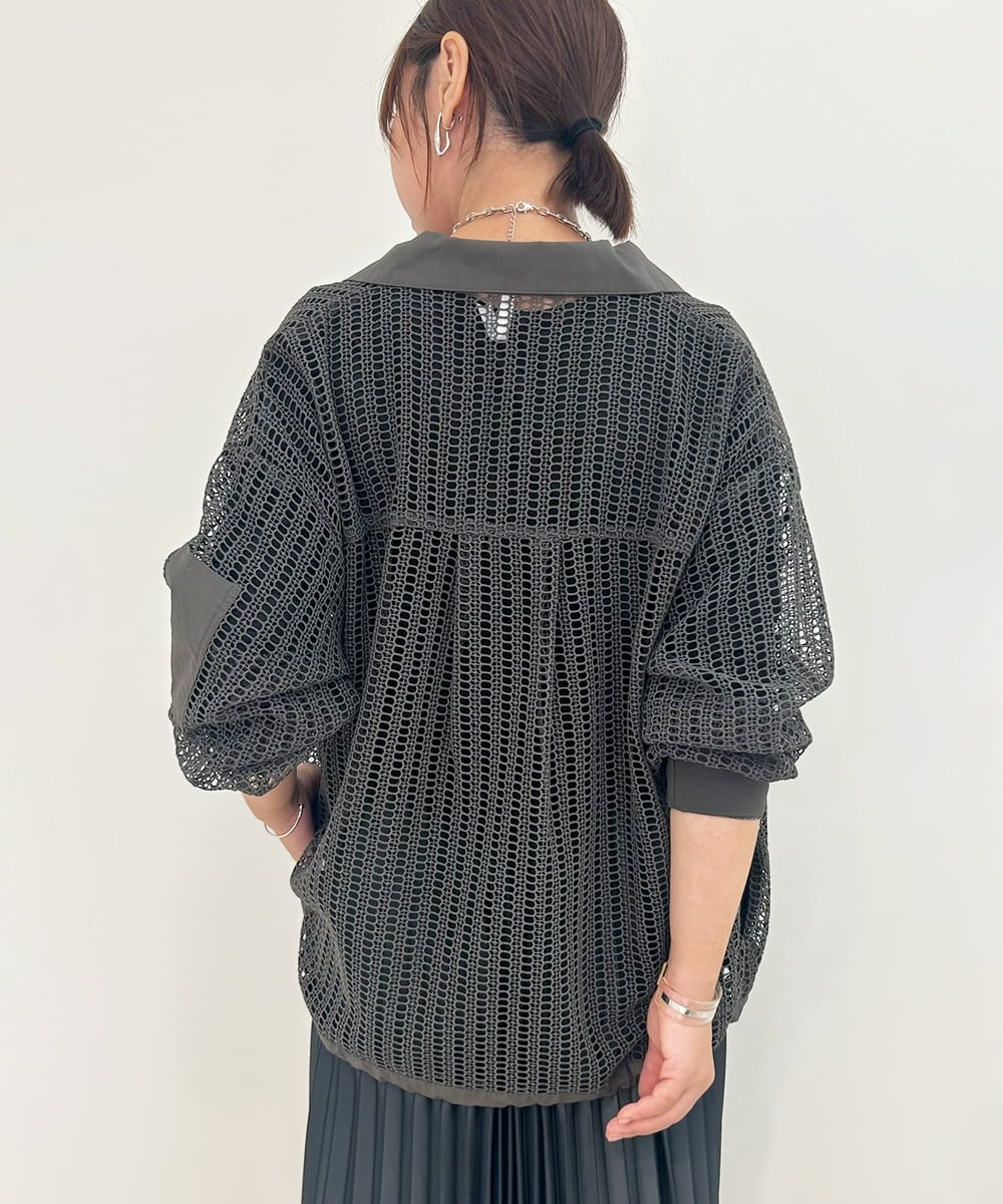 ZMJJB09170 al'aise modulation(アレーズモジュレーション) コットンレースデザインジャケット ダークグレー