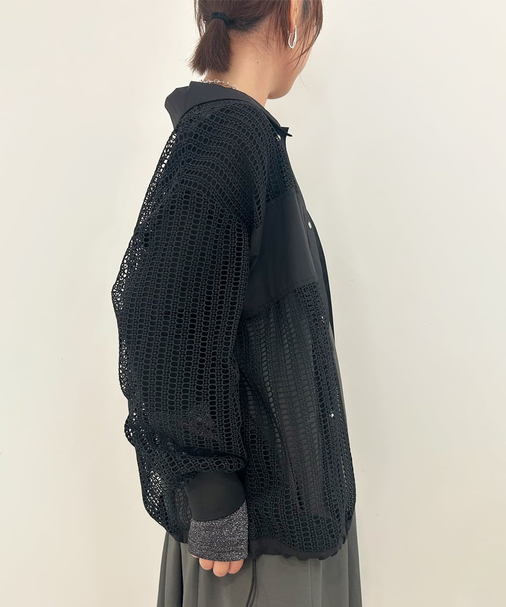 ZMJJB09170 al'aise modulation(アレーズモジュレーション) コットンレースデザインジャケット ブラック