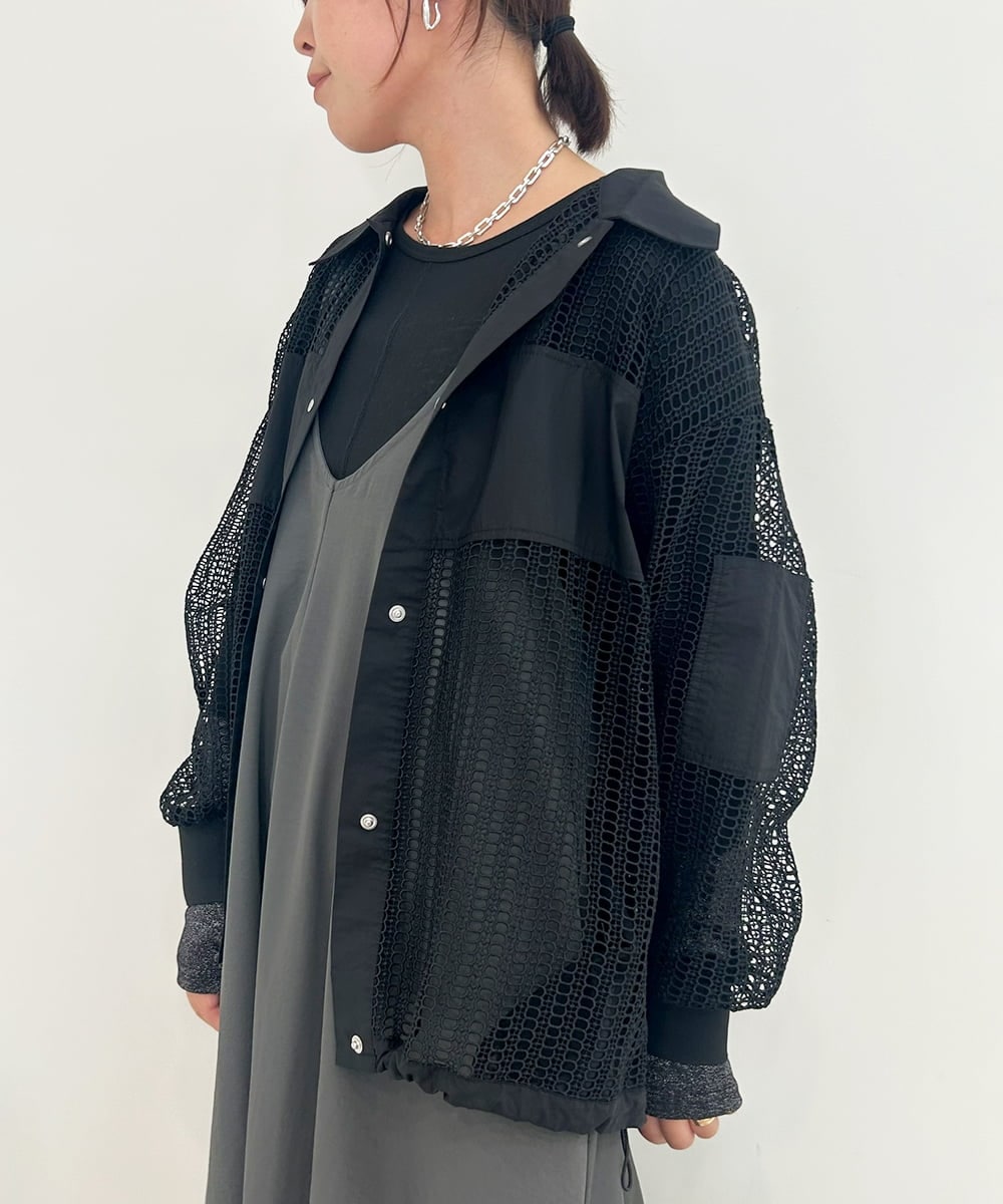 ZMJJB09170 al'aise modulation(アレーズモジュレーション) コットンレースデザインジャケット ブラック