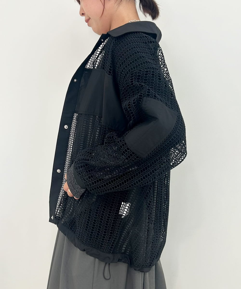 ZMJJB09170 al'aise modulation(アレーズモジュレーション) コットンレースデザインジャケット ブラック