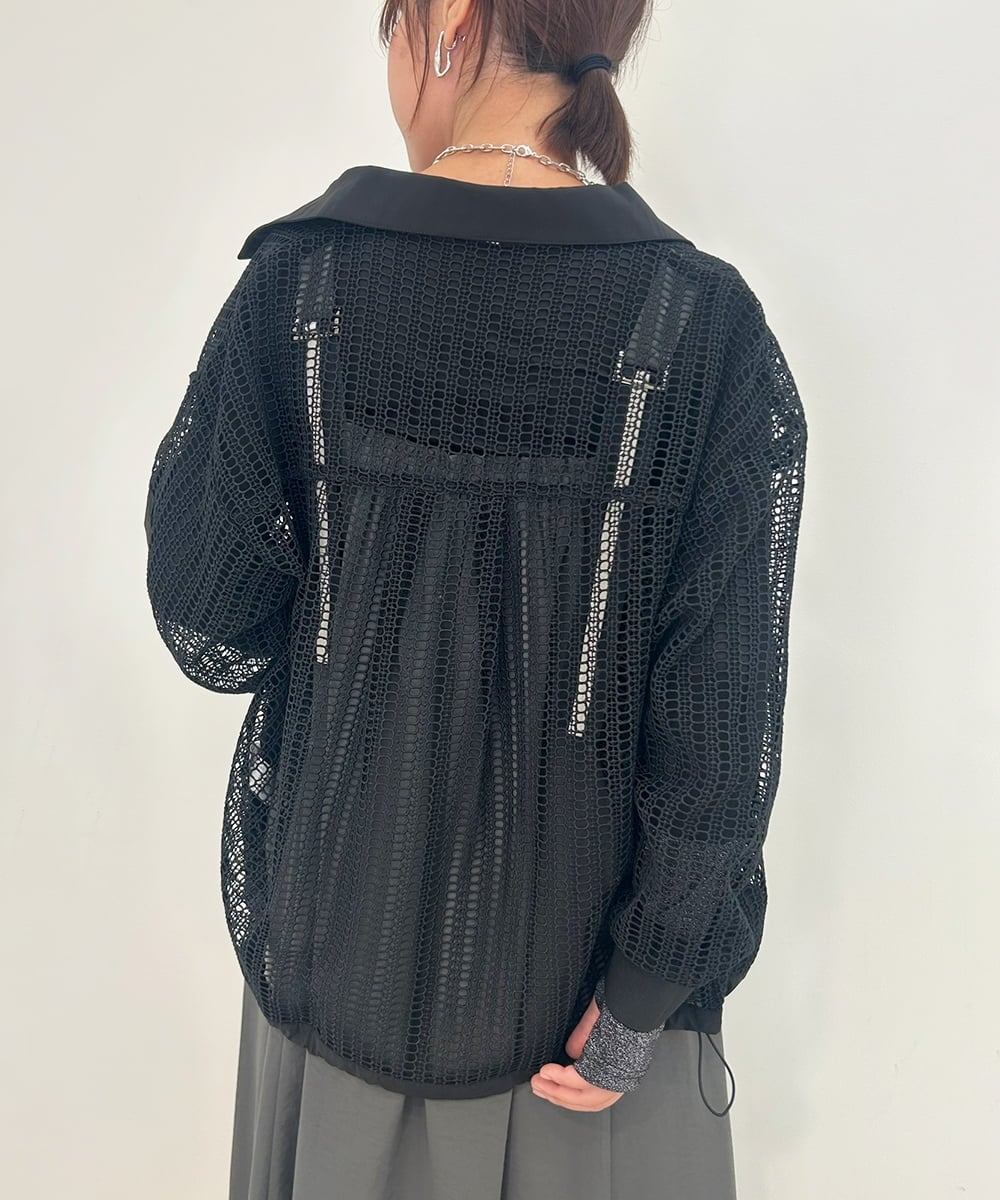 ZMJJB09170 al'aise modulation(アレーズモジュレーション) コットンレースデザインジャケット ブラック