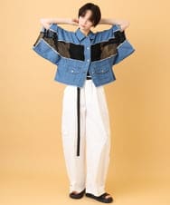 ZMJJE03160 al'aise modulation(アレーズモジュレーション) メッシュ切り替えカットオフジャケット ブルー